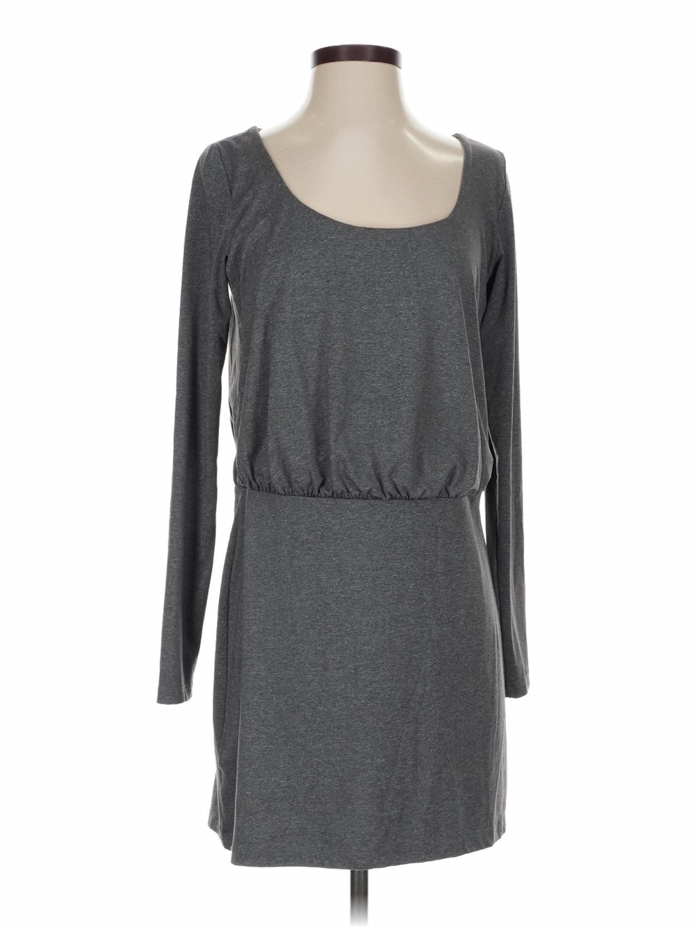 Susana Monaco Charcoal Scoop-Neck Long Sleeve Blouson Mini Dress Size S